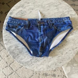 Shinesty Faux Jean Mens Speedo Bathing Suit Bottom